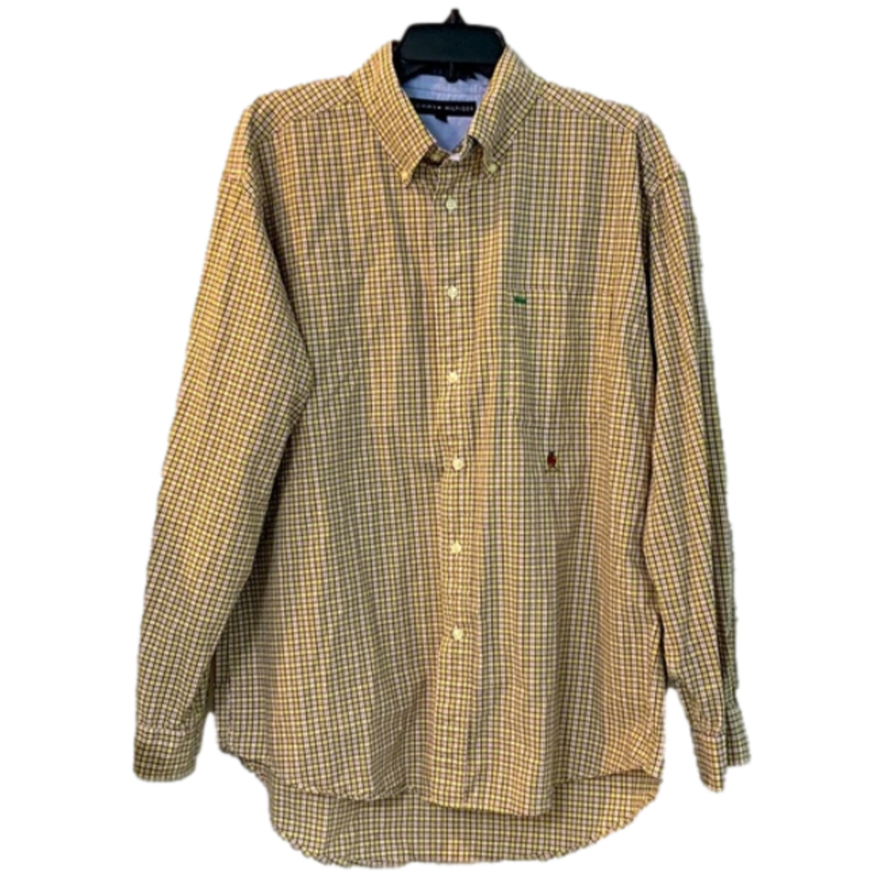 VINTAGE Tommy Hilfiger Check Plaid Button Down Long Sleeve Shirt Large